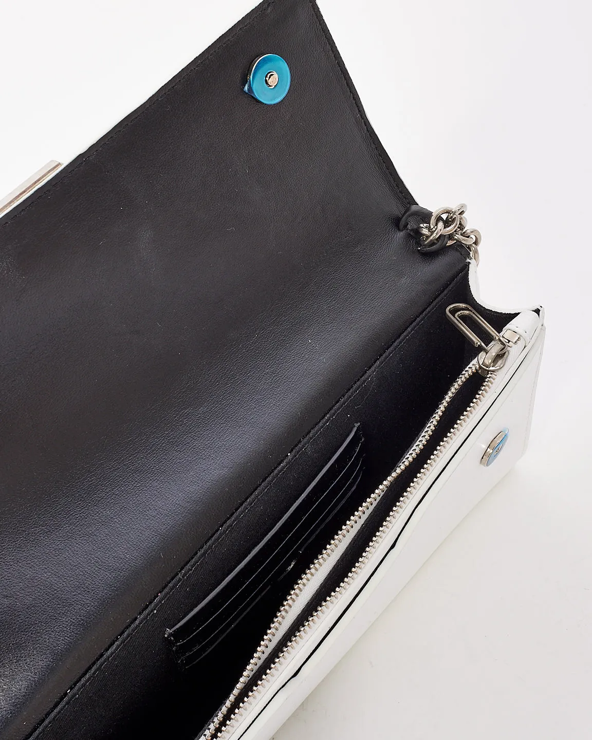 Off-White White & Black Leather Binder Small Crossbody Bag