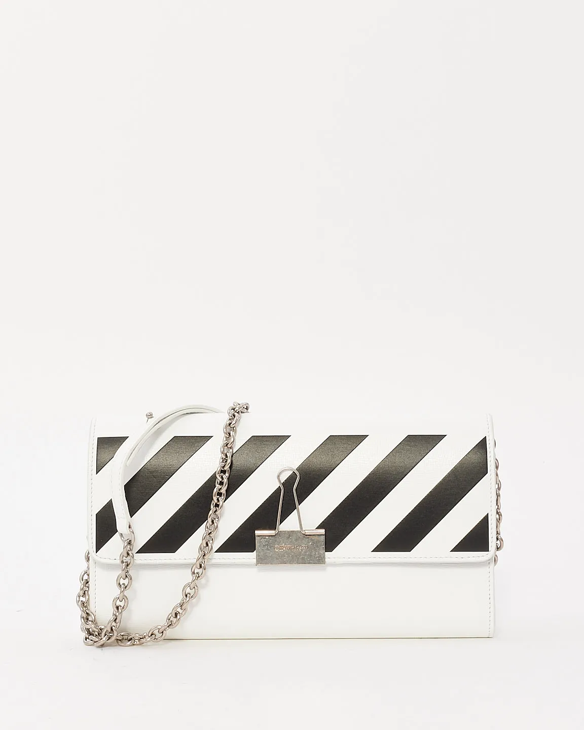 Off-White White & Black Leather Binder Small Crossbody Bag