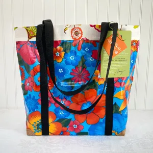 Oilcloth Market Bag / Blue Tropical