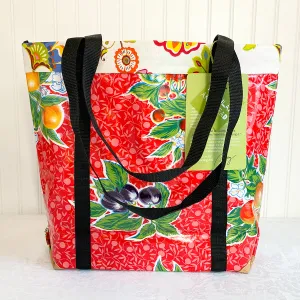 Oilcloth Market Bag / Red Floral