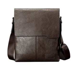 OSKA Men's Shoulder Crossbody Pu Leather Bag - Brown