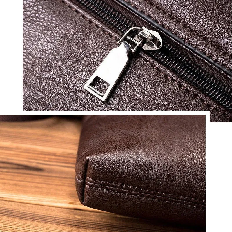 OSKA Men's Shoulder Crossbody Pu Leather Bag - Brown