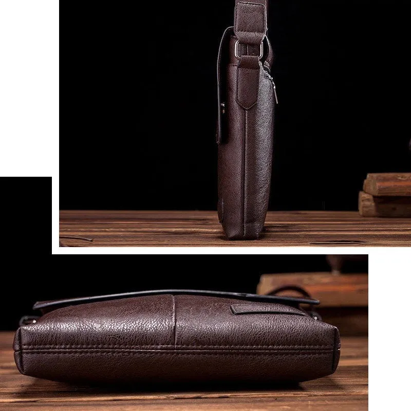 OSKA Men's Shoulder Crossbody Pu Leather Bag - Brown