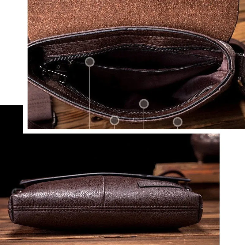 OSKA Men's Shoulder Crossbody Pu Leather Bag - Brown