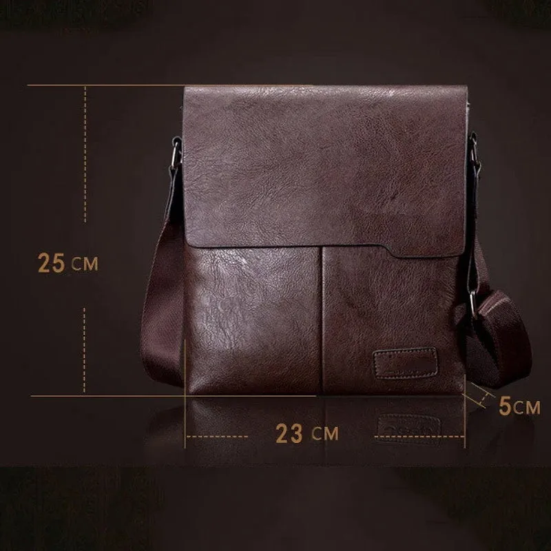 OSKA Men's Shoulder Crossbody Pu Leather Bag - Brown