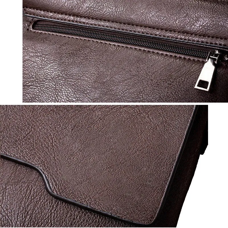 OSKA Men's Shoulder Crossbody Pu Leather Bag - Brown