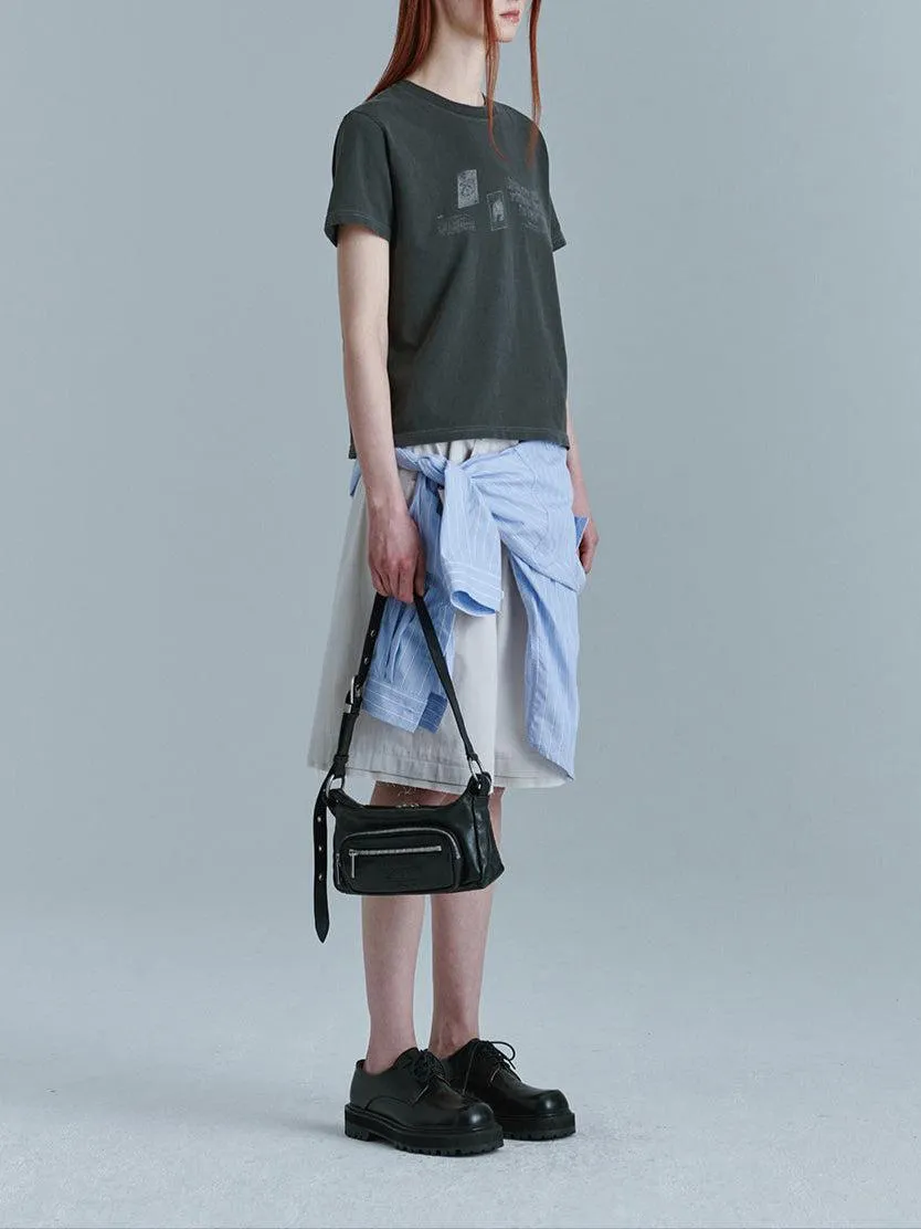 OUTPOCKET HOBO MINI black glossy plain bag