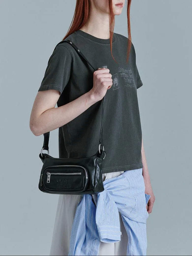 OUTPOCKET HOBO MINI black glossy plain bag