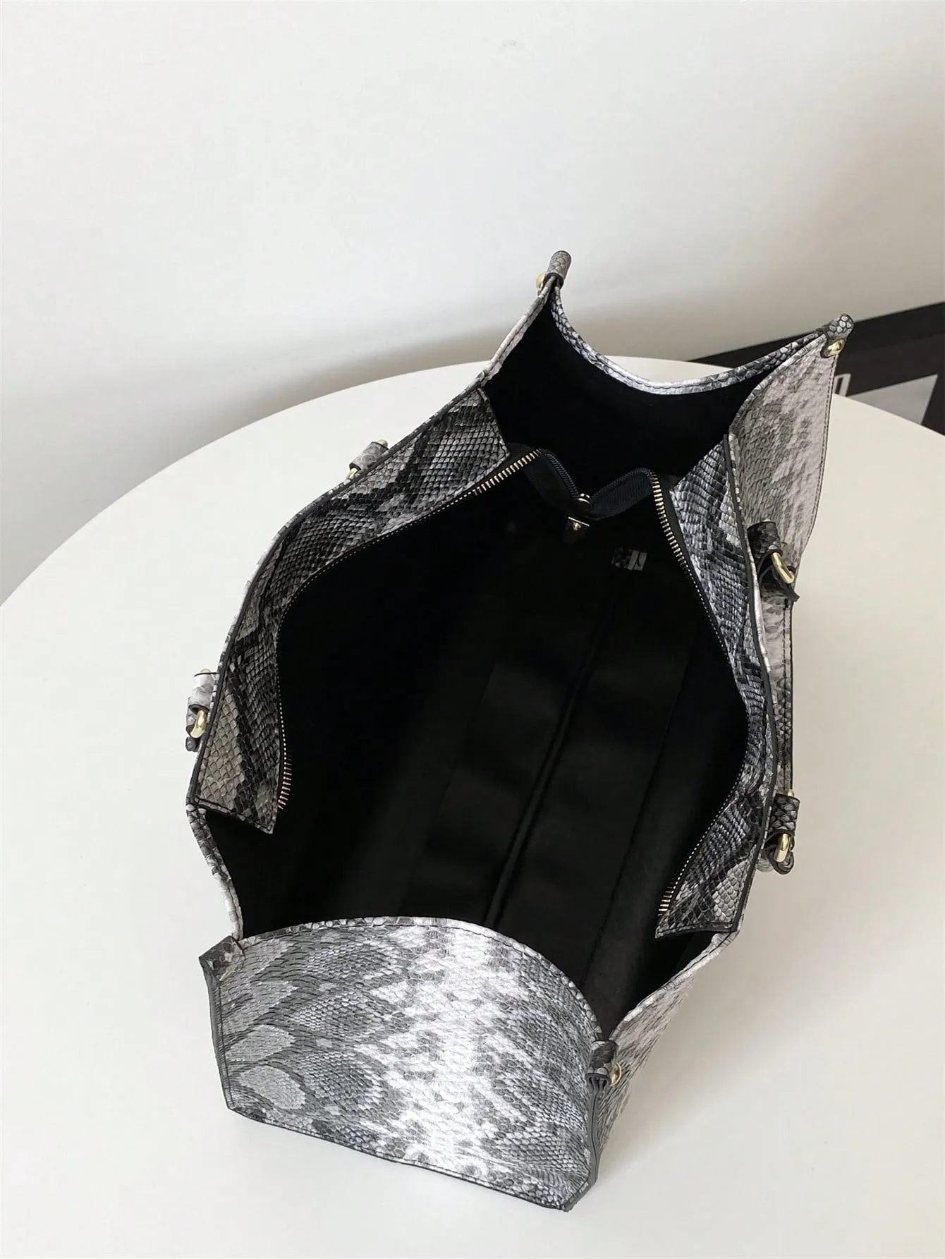 Oversized Snake Print Tote Bag