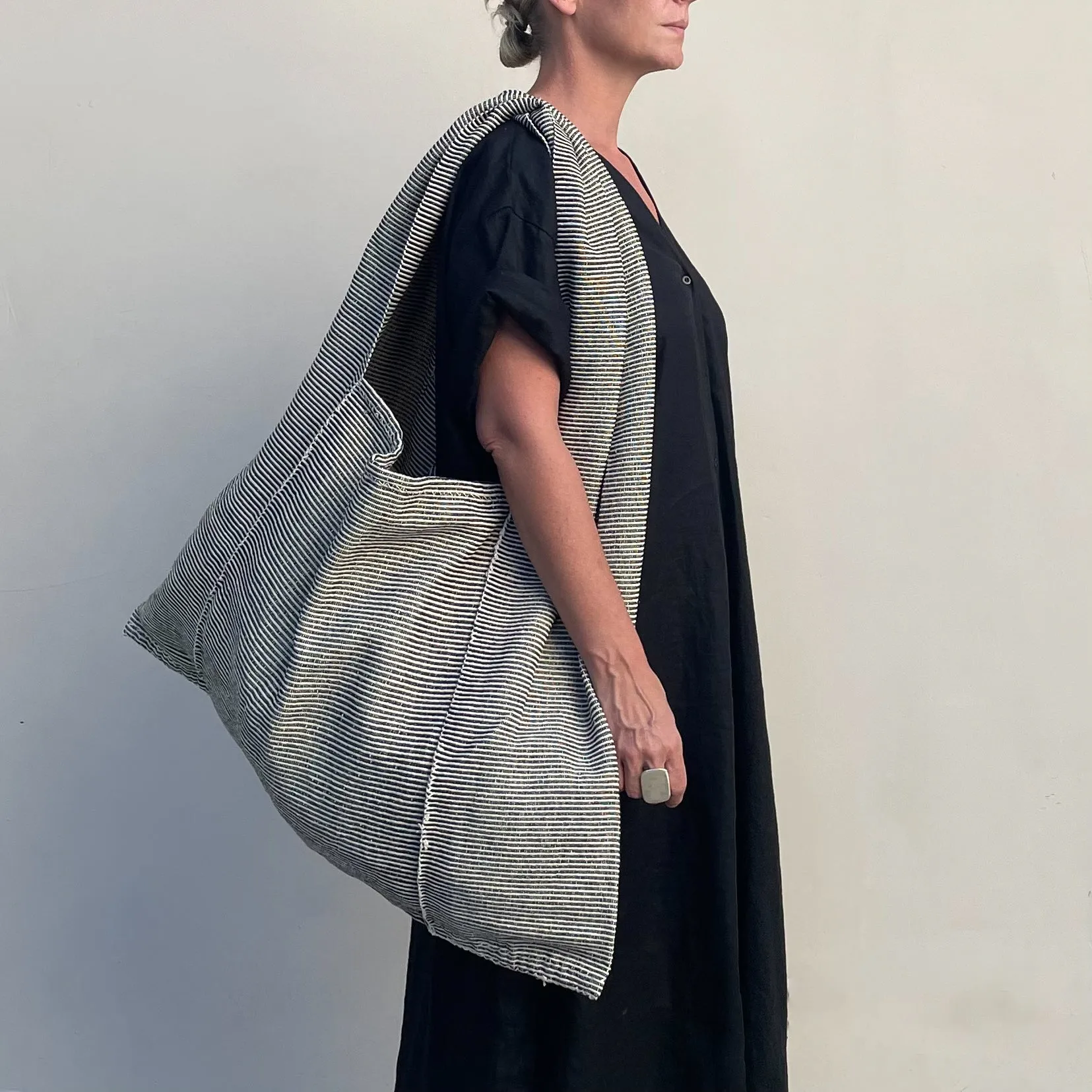 Oversized Tote Thin Stripe