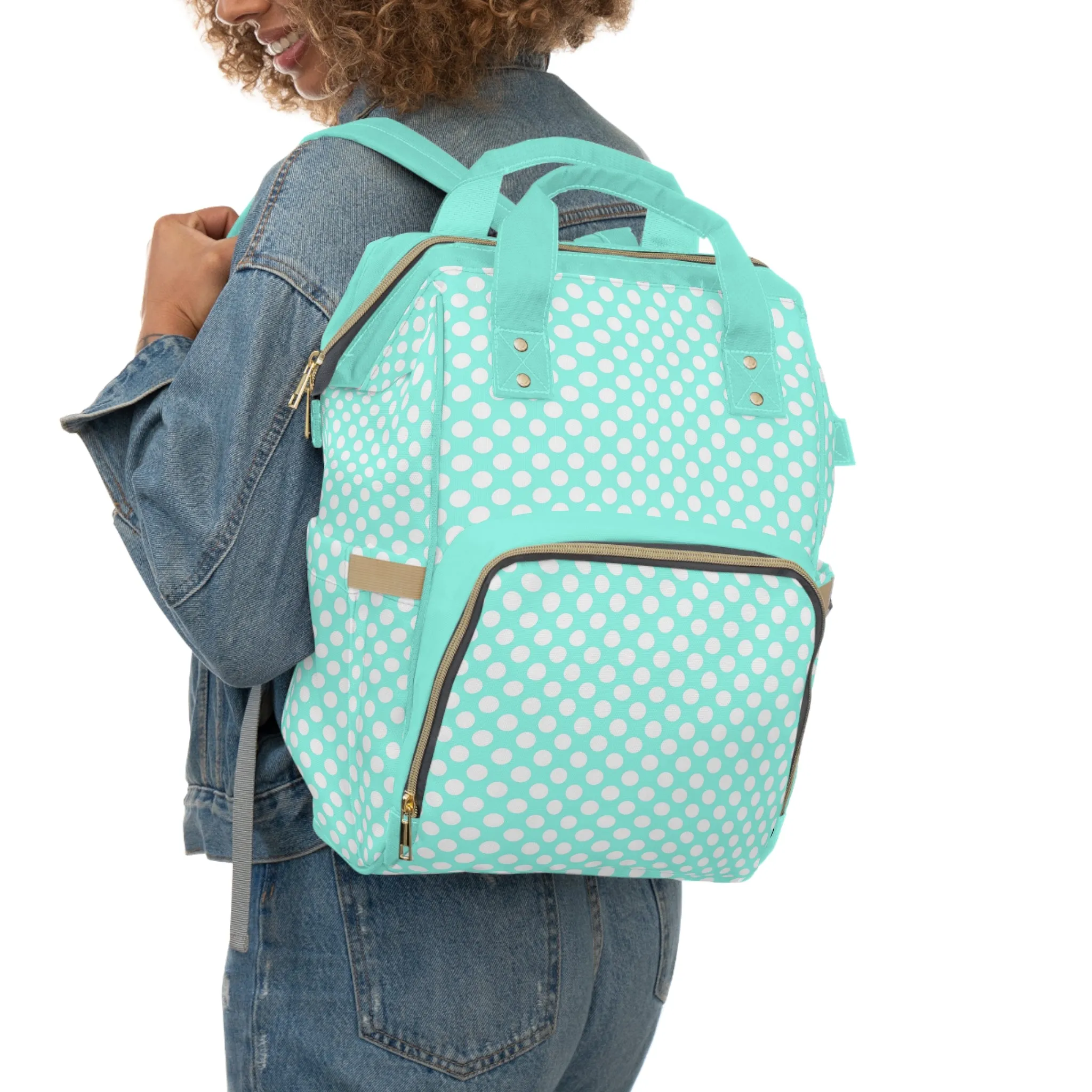 Pastel Polka Dot Diaper Backpack - Stylish & Multifunctional Baby Bag with Polka Dot Patterns, Perfect for Trendy Parents