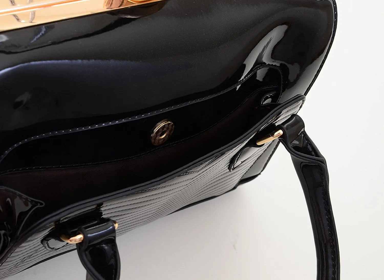 Pearl Clasp Retro Inspired Handbag Vegan Patent Purse