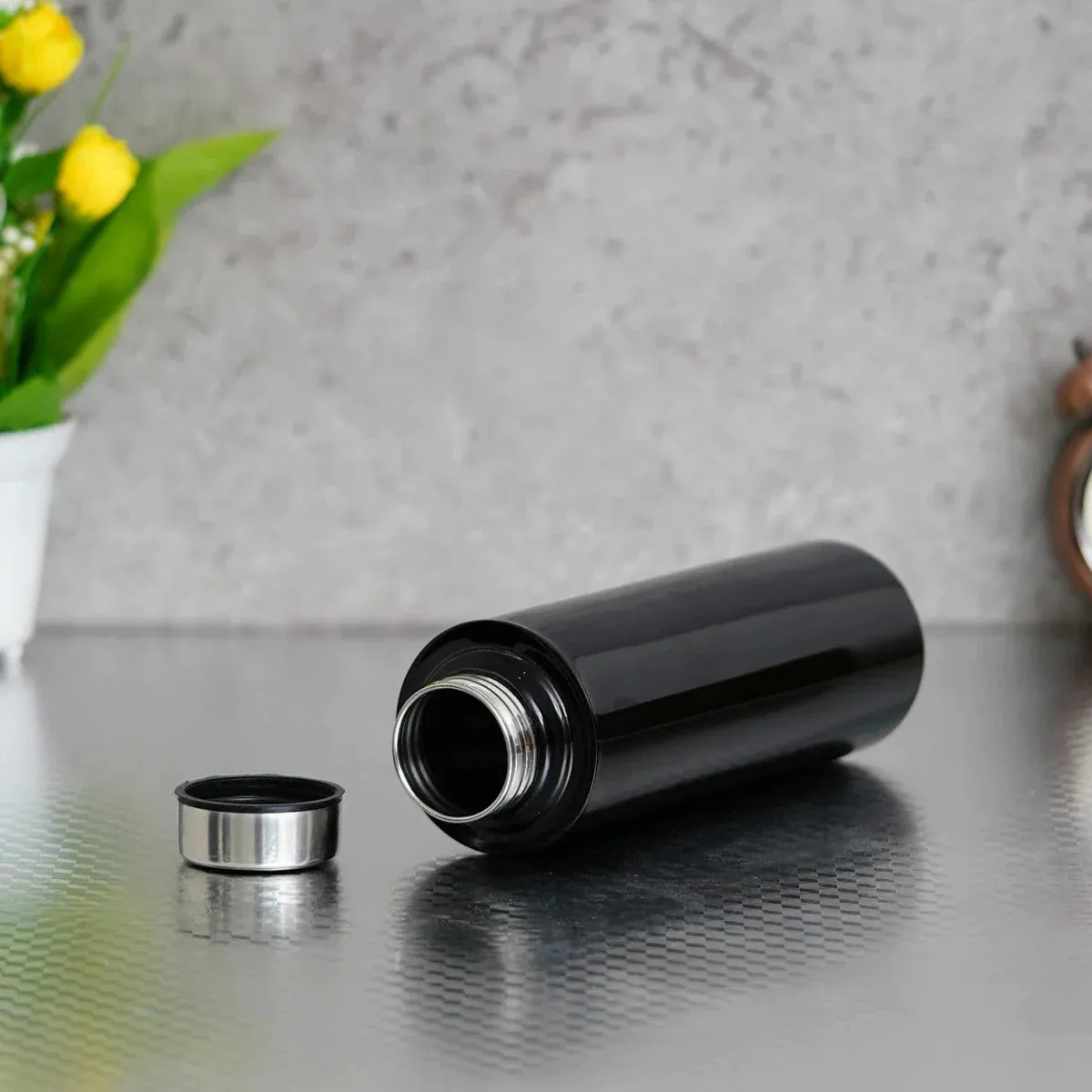 Personalised Black Classic Smart Bottle (1 Litre), Stainless Steel Mug & All in One Men's Combo (4 pcs)  - Grey