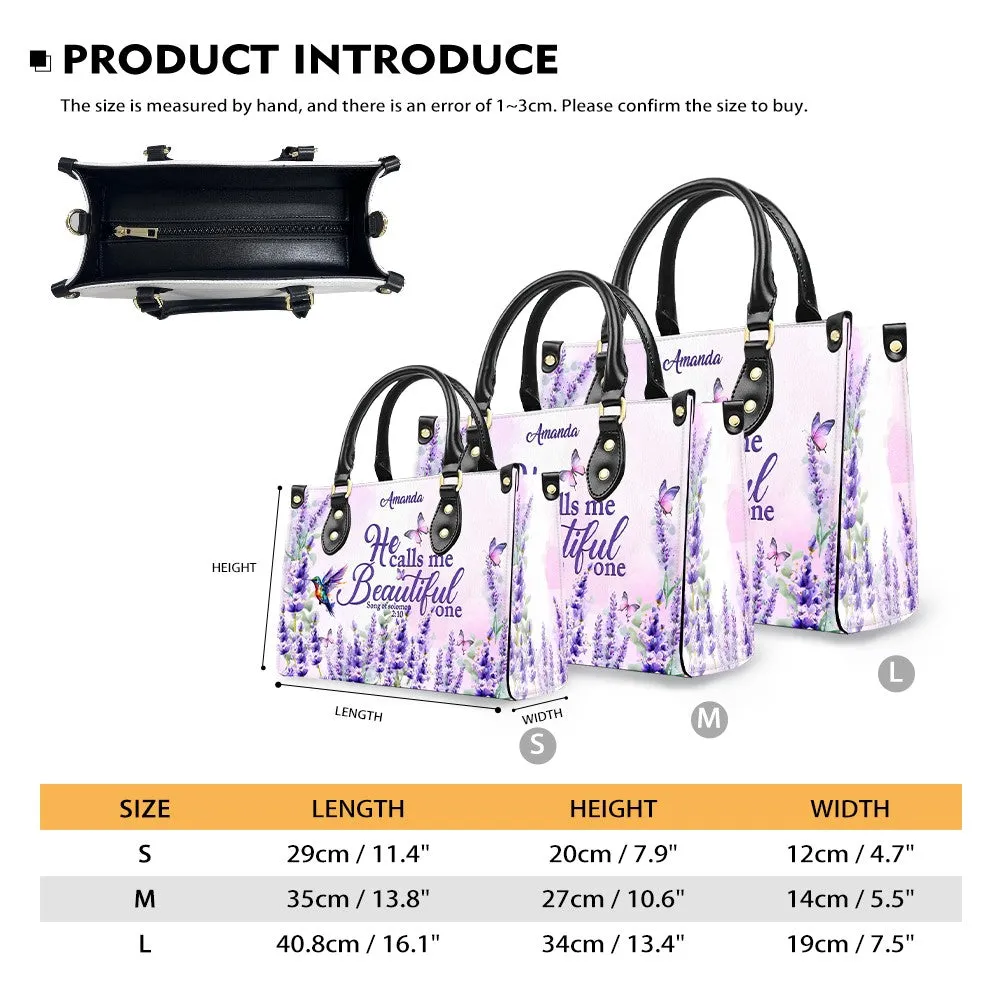Personalized Lavender Leather Handbag – CHRISTIANARTBAG with Scripture Verse - CABLTHB01090424.