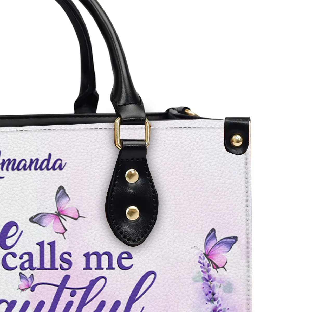 Personalized Lavender Leather Handbag – CHRISTIANARTBAG with Scripture Verse - CABLTHB01090424.