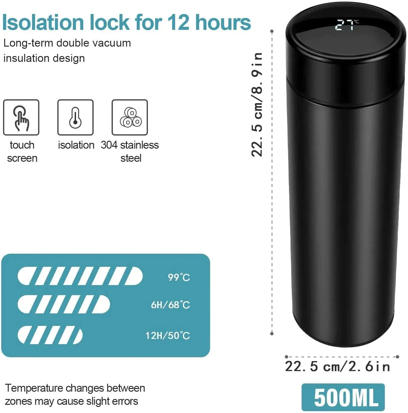 Personalized Temperature Bottle , Stainless Steel Mug & All in One Men's Combo (4 pcs) - Black