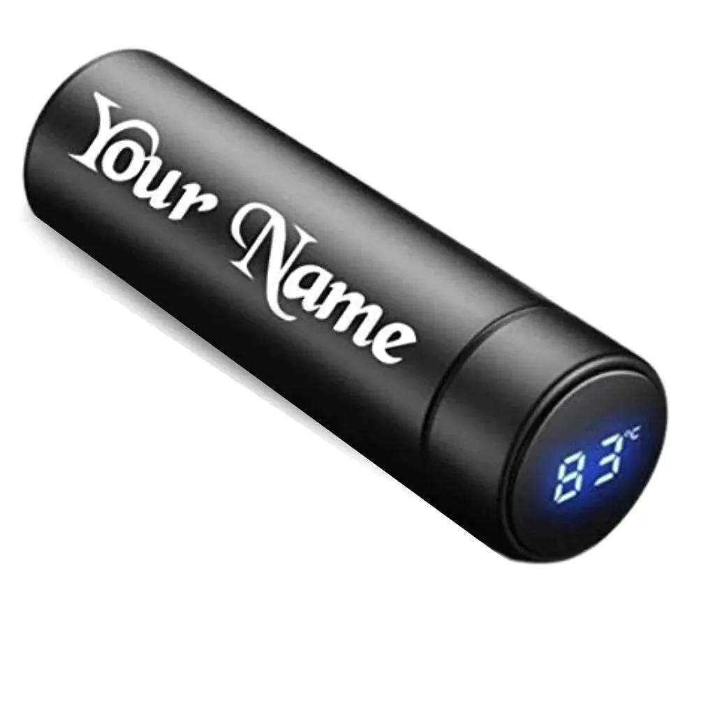 Personalized Temperature Bottle , Stainless Steel Mug & All in One Men's Combo (4 pcs) - Black