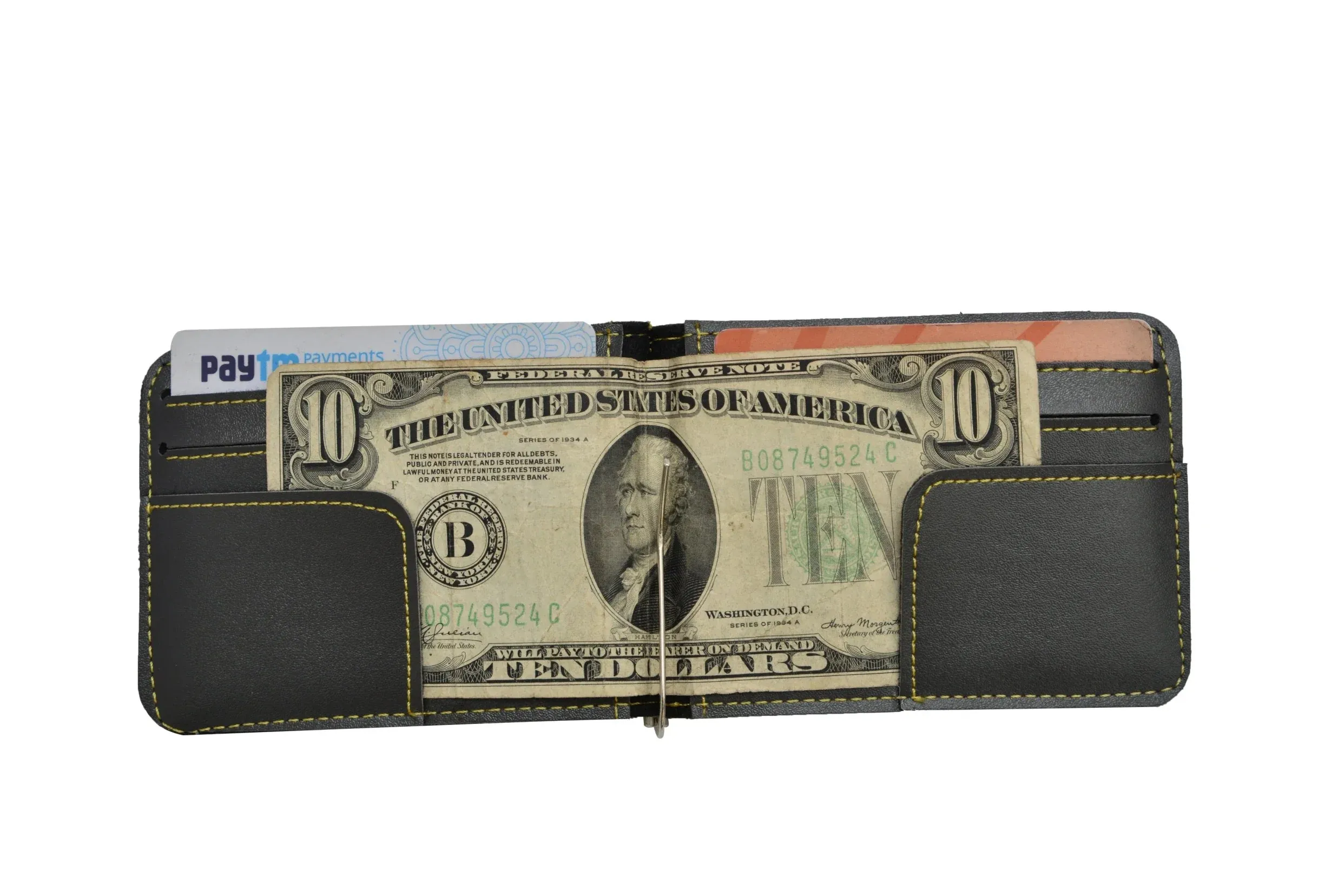 Personalized Vegan Leather Money Clip - Grey