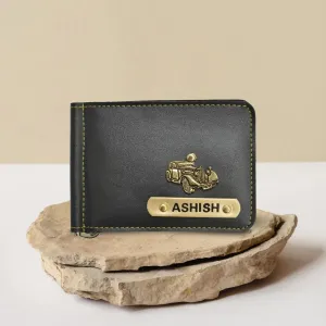 Personalized Vegan Leather Money Clip - Grey