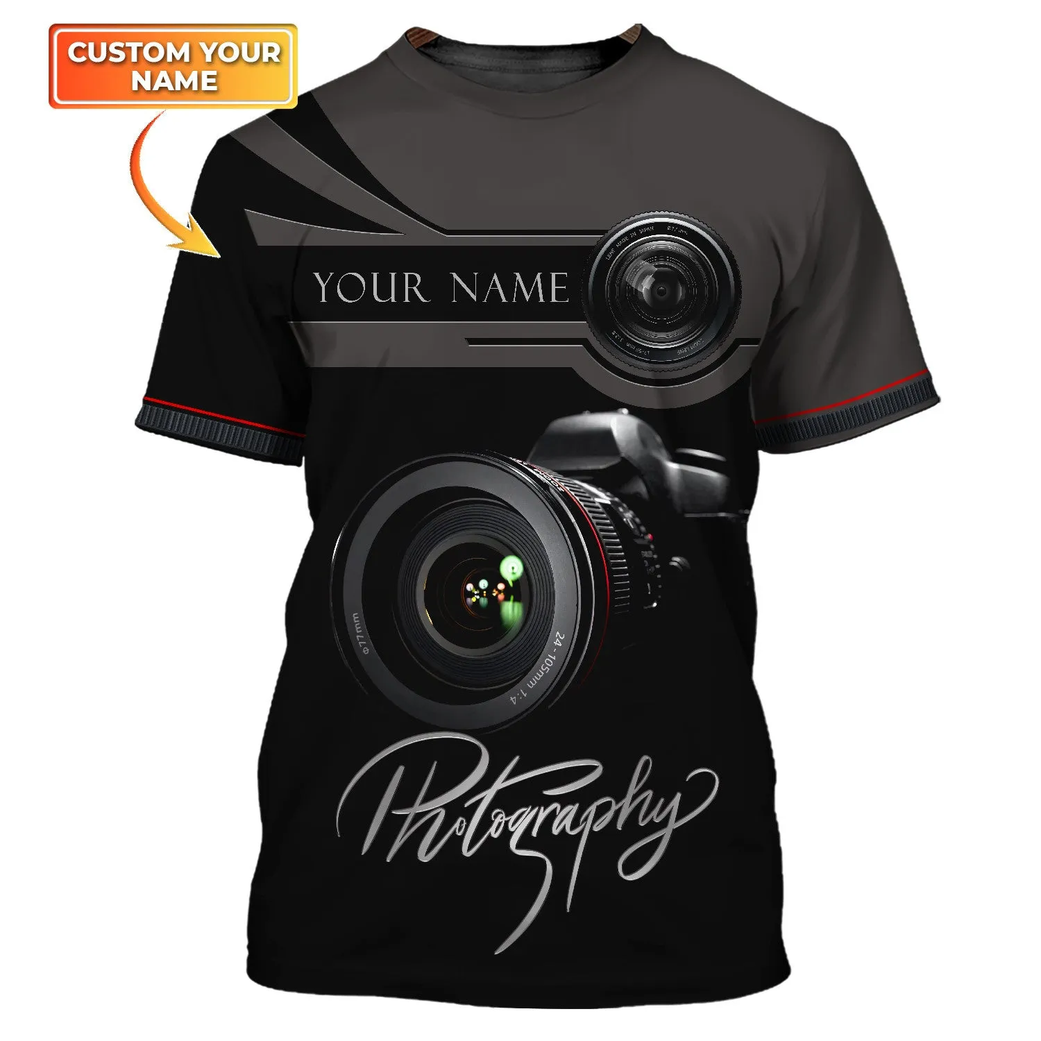 Photographer Camera Pattern Design Personalized Name Zip Hoodie
