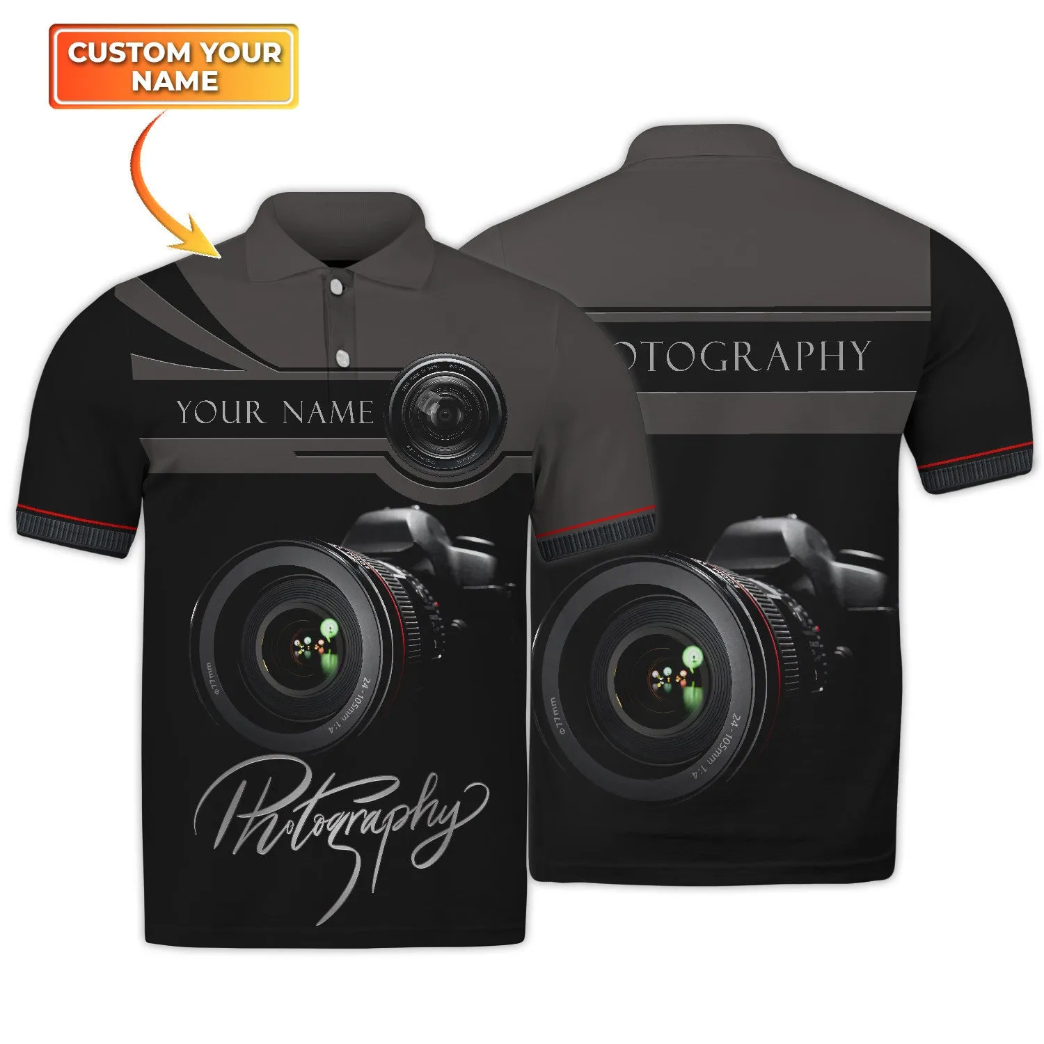 Photographer Camera Pattern Design Personalized Name Zip Hoodie