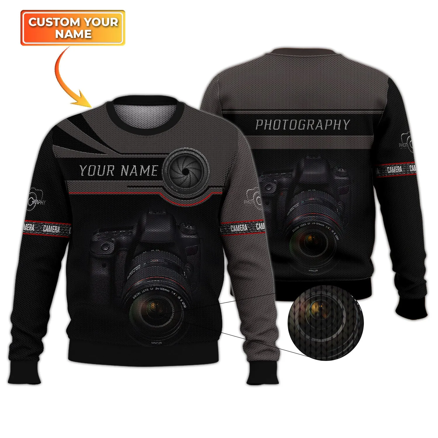 Photographer Shirts Camera Lens Design Personalized Name Shirts