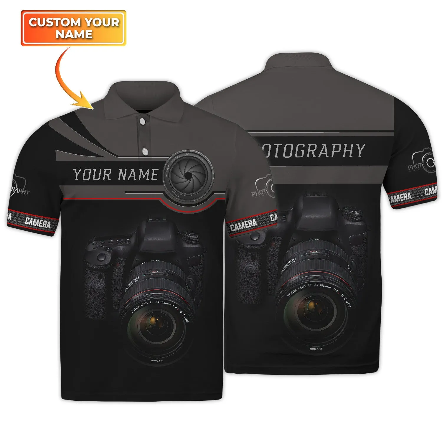 Photographer Shirts Camera Lens Design Personalized Name Shirts
