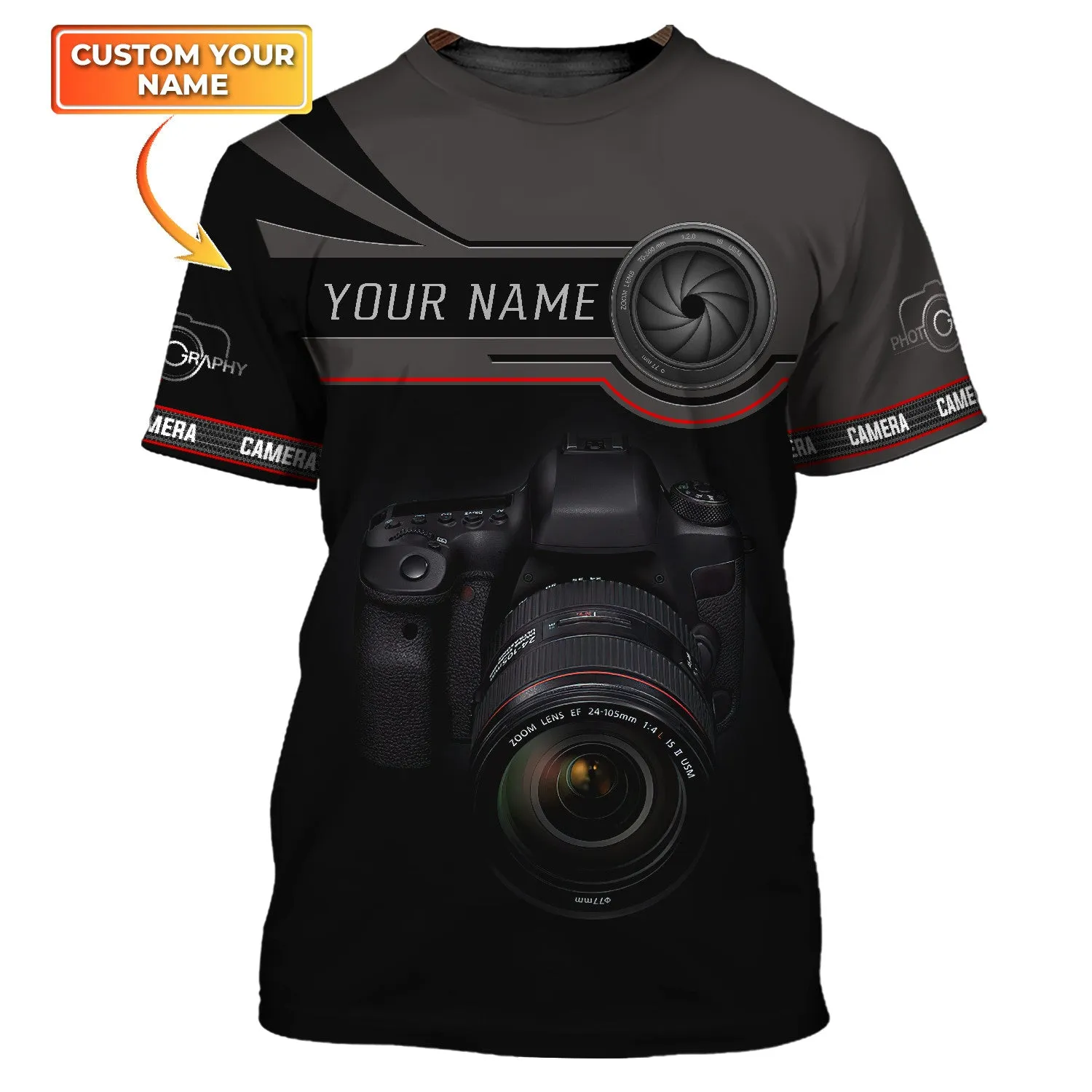 Photographer Shirts Camera Lens Design Personalized Name Shirts