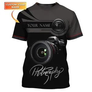Photographer Shirts Camera Pattern Design Personalized Name Shirts