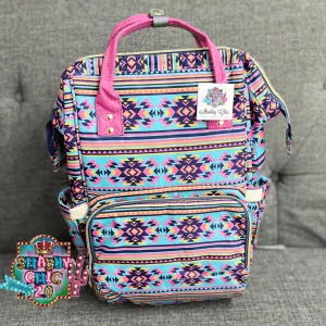 Pink Aztec Print Diaper Bag Backpack