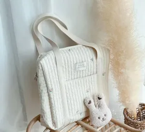 Pink tulip quilted baby pram bag