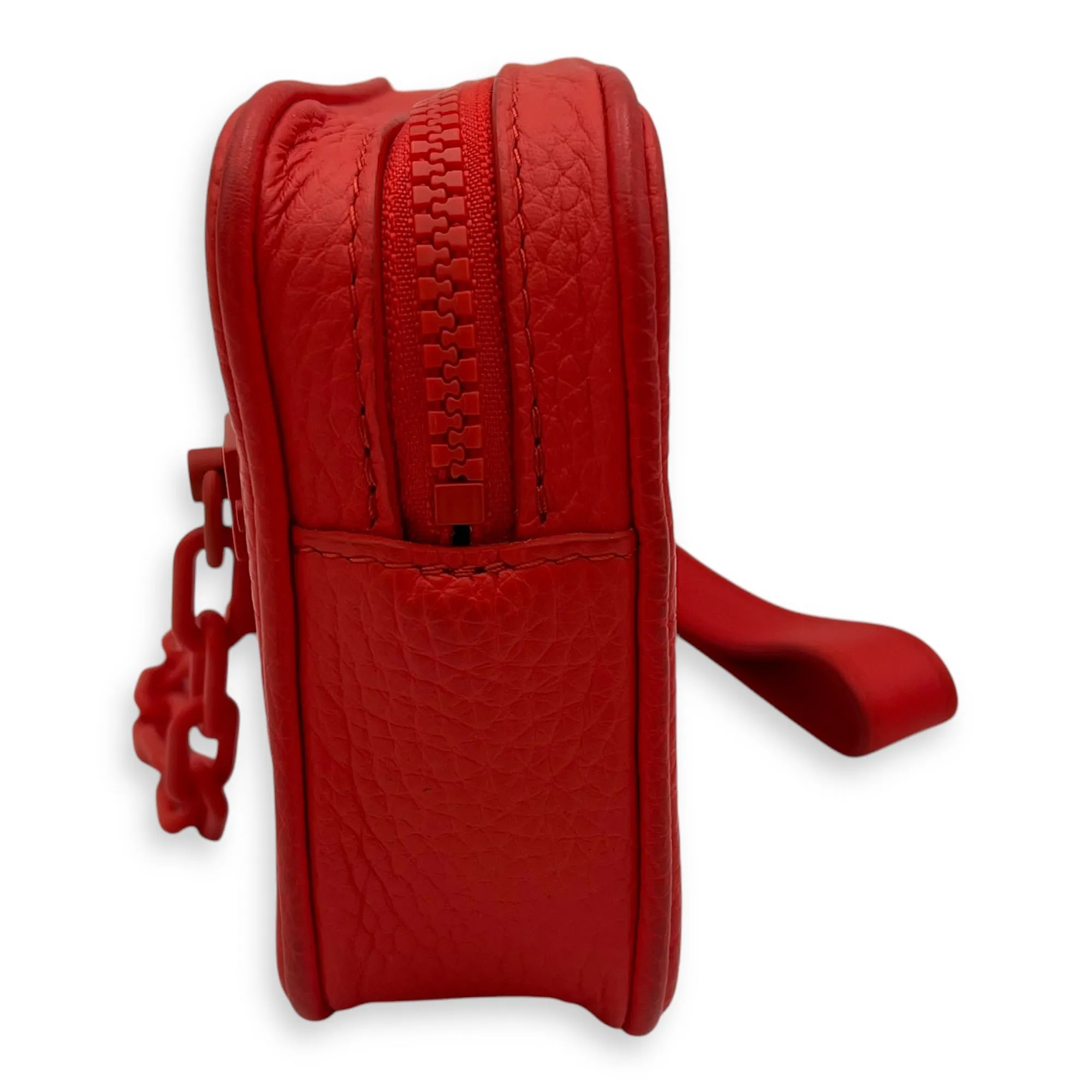 Pochette Volga Red Crossbody Bag in Taurillon Leather, Silver hardware