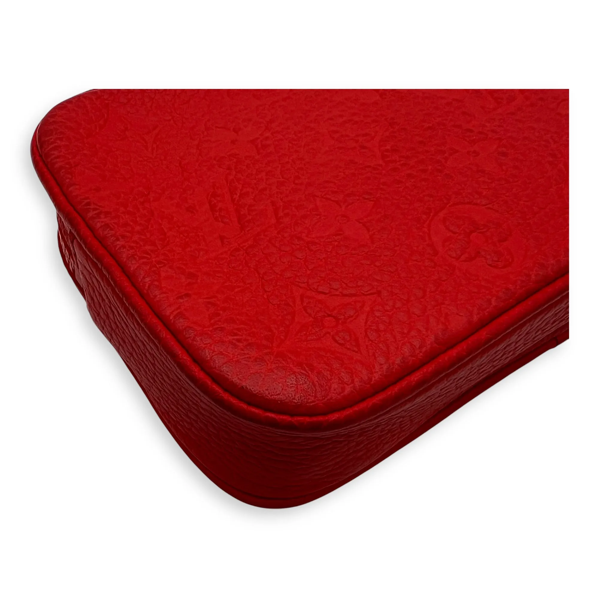 Pochette Volga Red Crossbody Bag in Taurillon Leather, Silver hardware