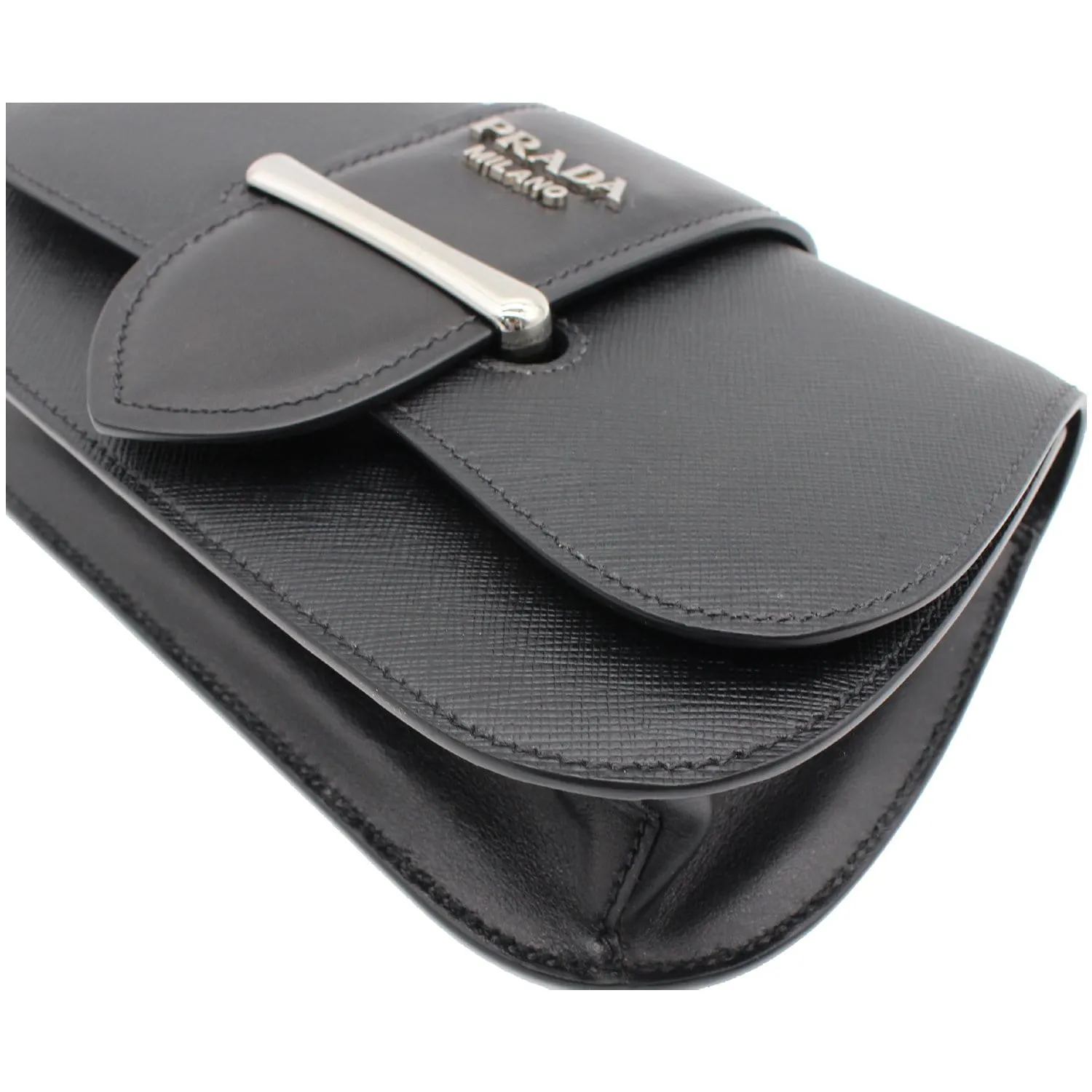 PRADA City Sidonie Small Leather Crossbody Bag Black