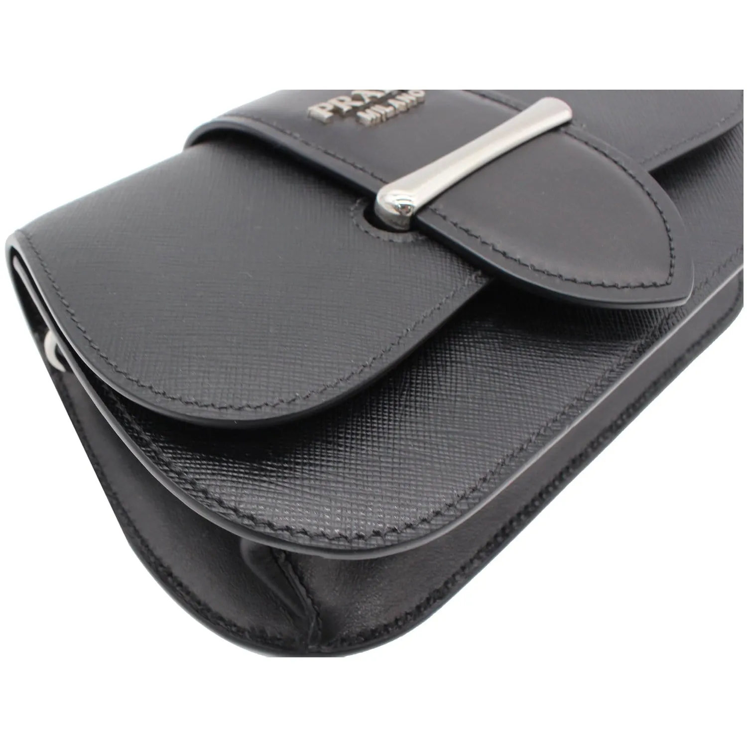 PRADA City Sidonie Small Leather Crossbody Bag Black