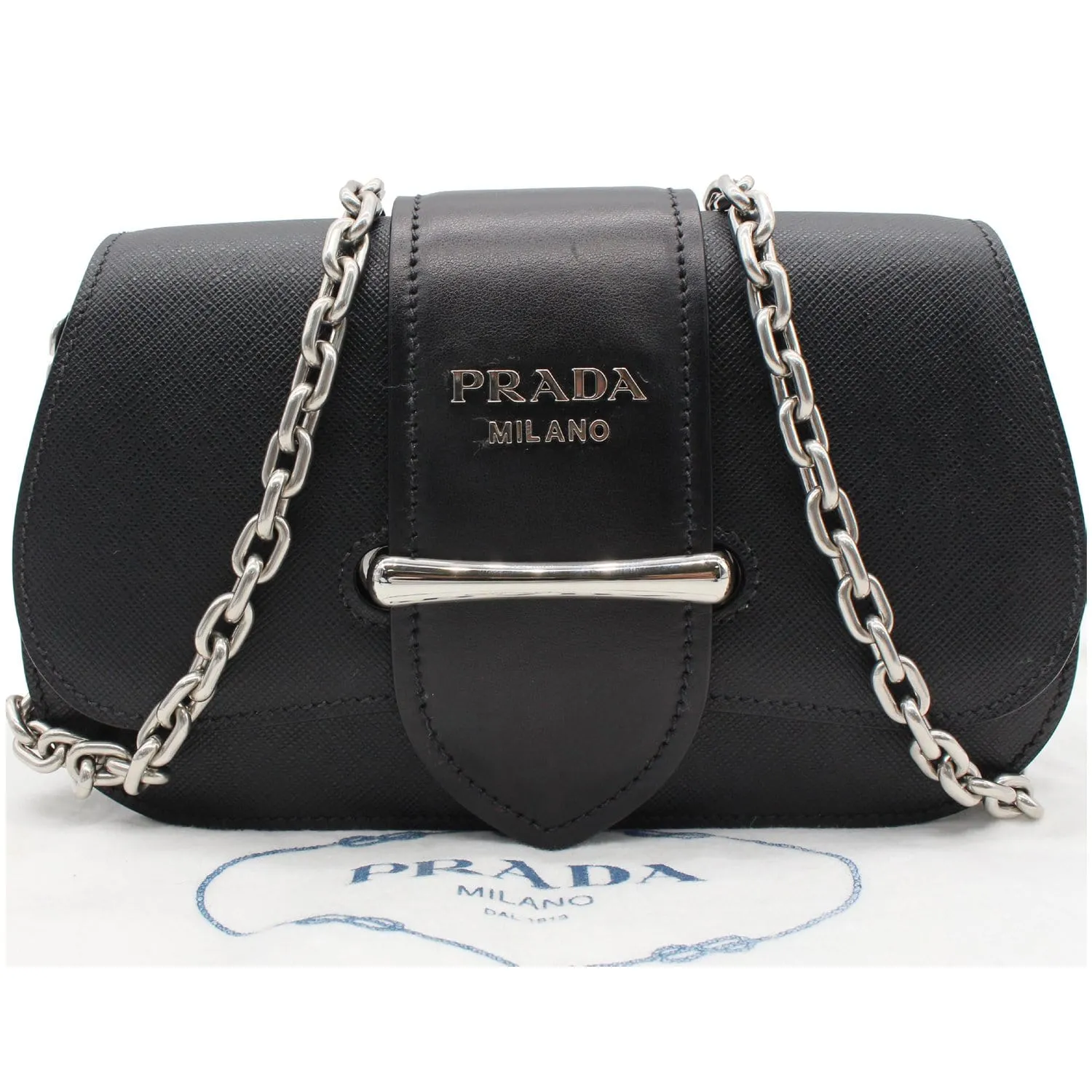 PRADA City Sidonie Small Leather Crossbody Bag Black