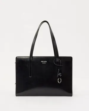Prada Re-Edition 1995  Black Brushed-Leather Medium Handbag