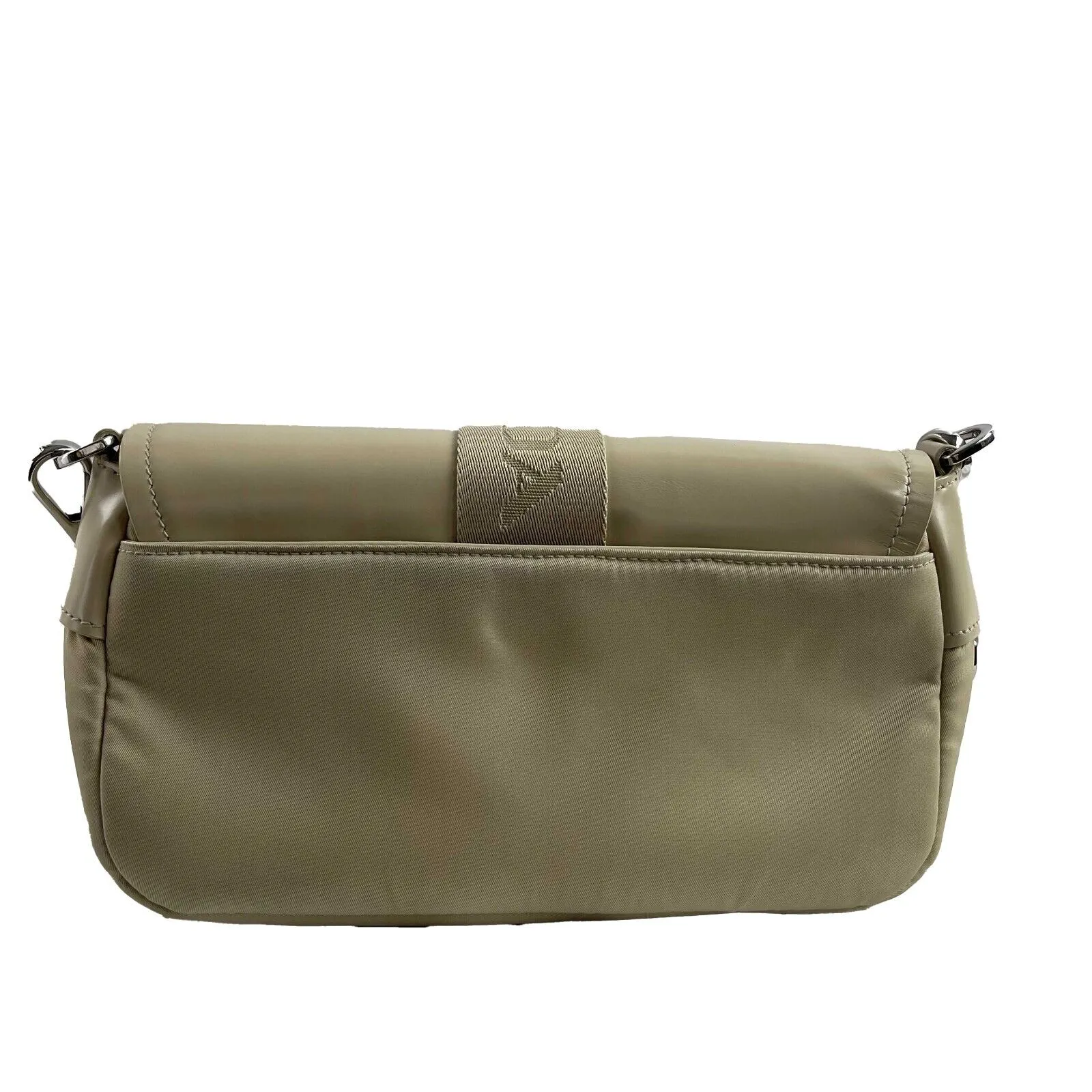 PRADA Re-Nylon Tessuto Brushed Calfskin Pocket Shoulder Bag Desert Beige Great