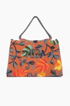 Premium Floral Embroidered Sling Bag for Women( Tan )