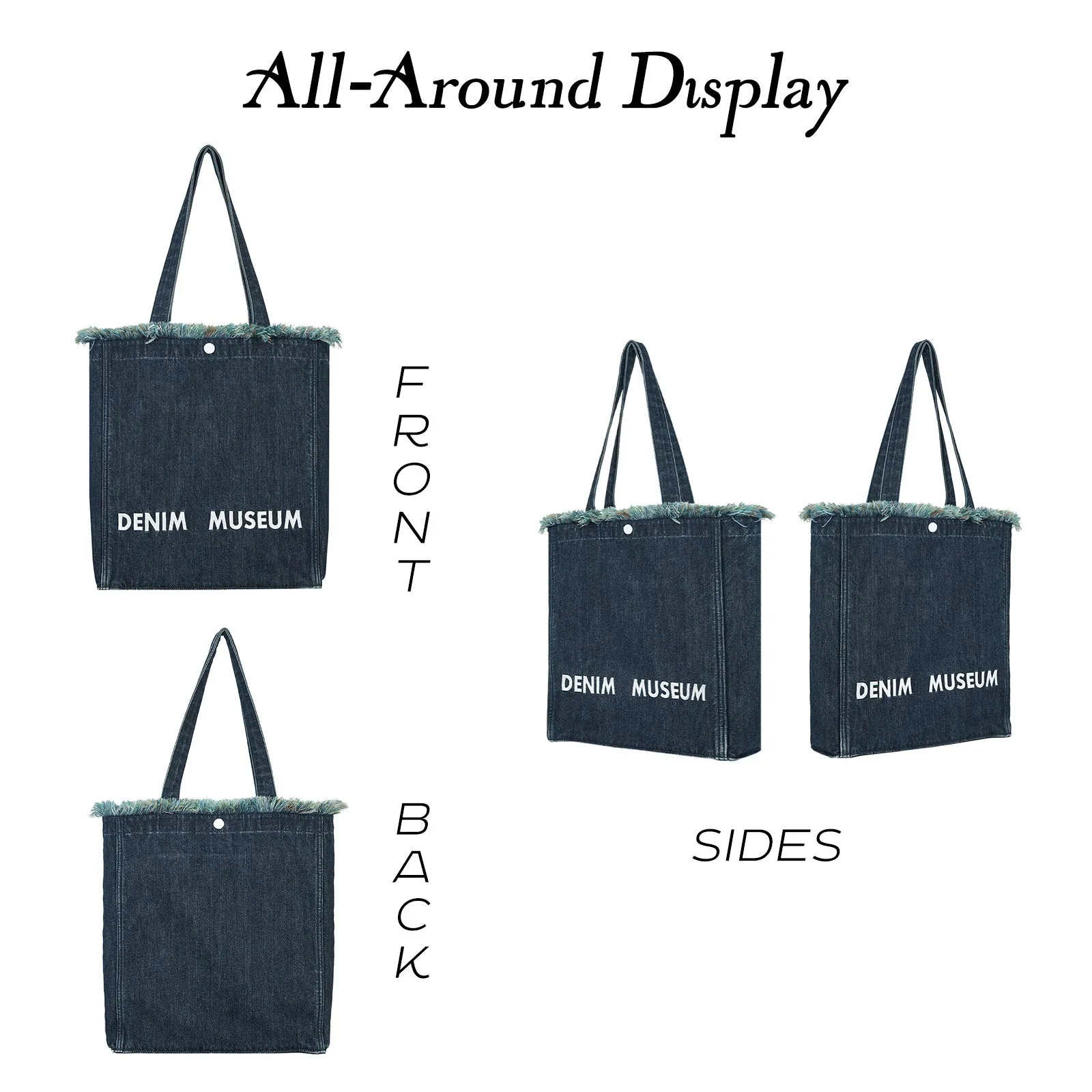 Premium Green Yarn Fringe Boho Designer Women Purse, 2025 Summer Lightweight Foldable Large Denim Tote Bag with Pockets