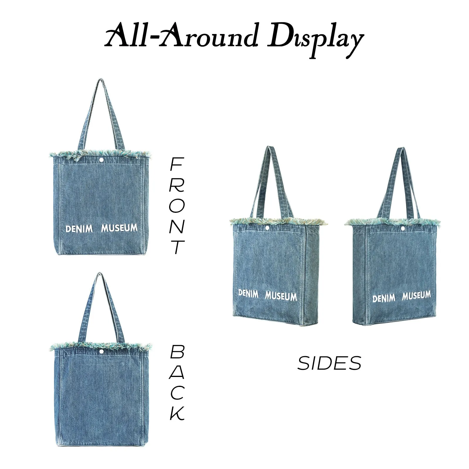 Premium Green Yarn Fringe Boho Designer Women Purse, 2025 Summer Lightweight Foldable Large Denim Tote Bag with Pockets