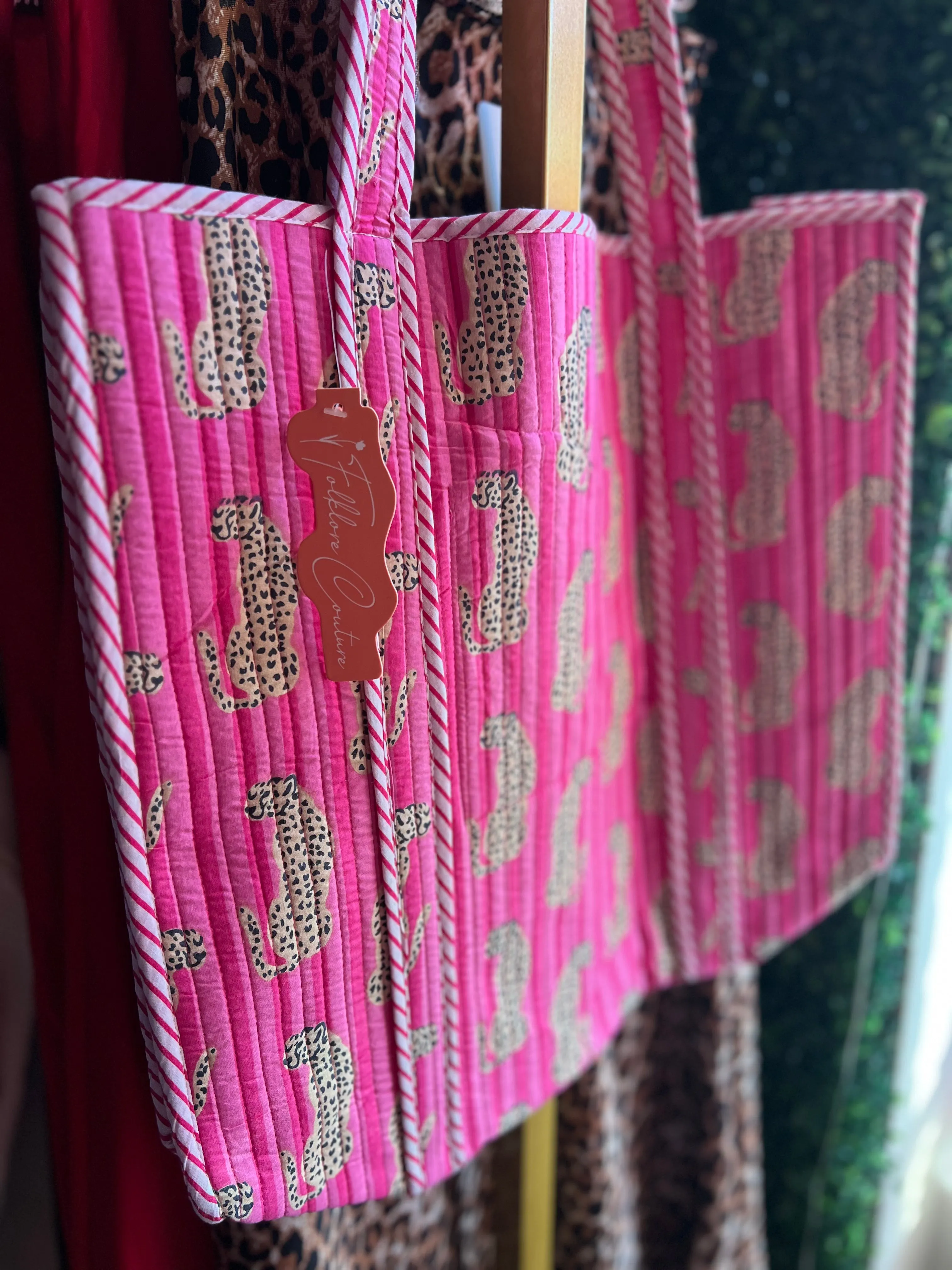 Quilted Tiger Tote | Pink Jaquar