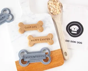 "Happy Camper" & "Camp Life" Dog Bone Shaped Cookie Cutter