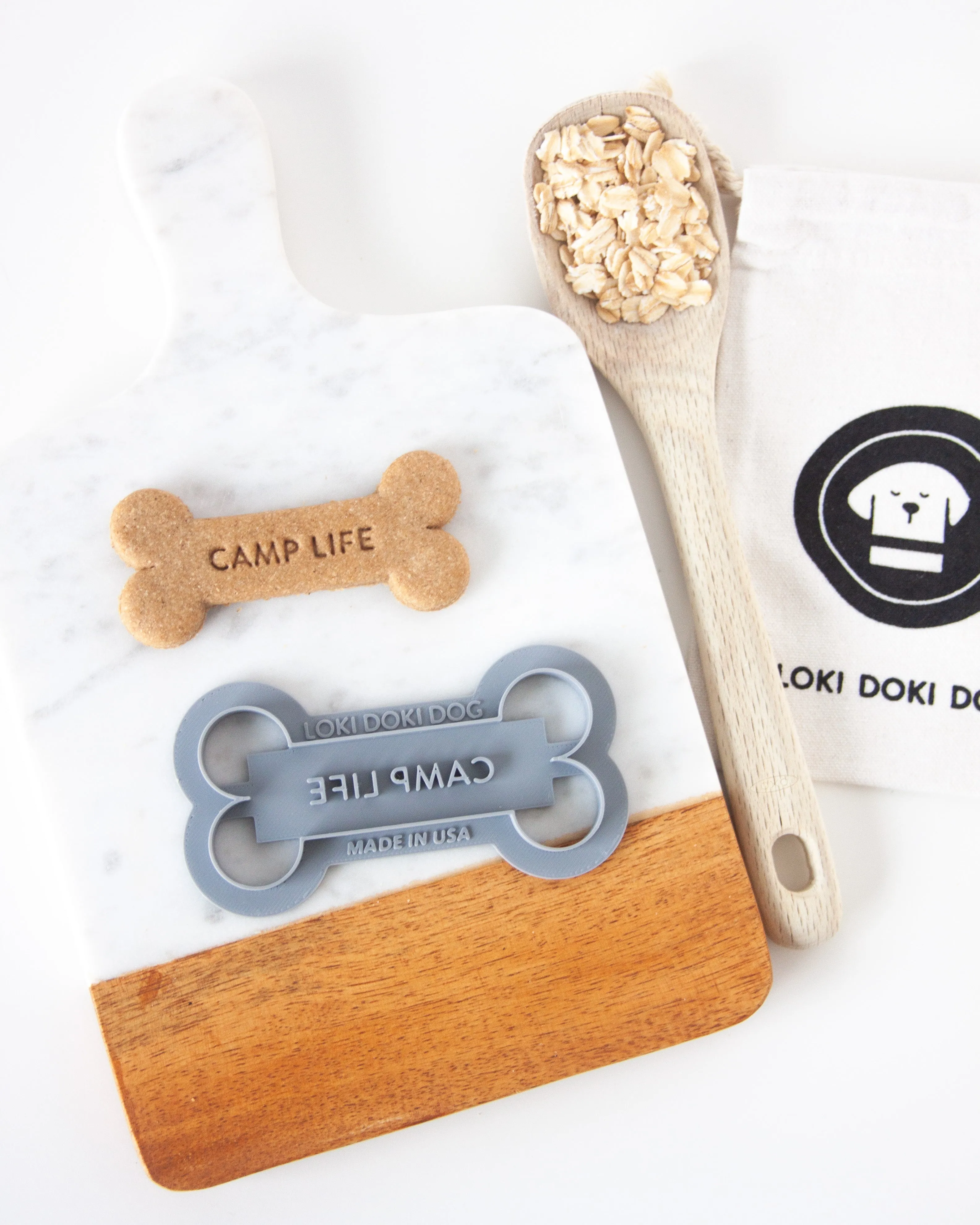 "Happy Camper" & "Camp Life" Dog Bone Shaped Cookie Cutter