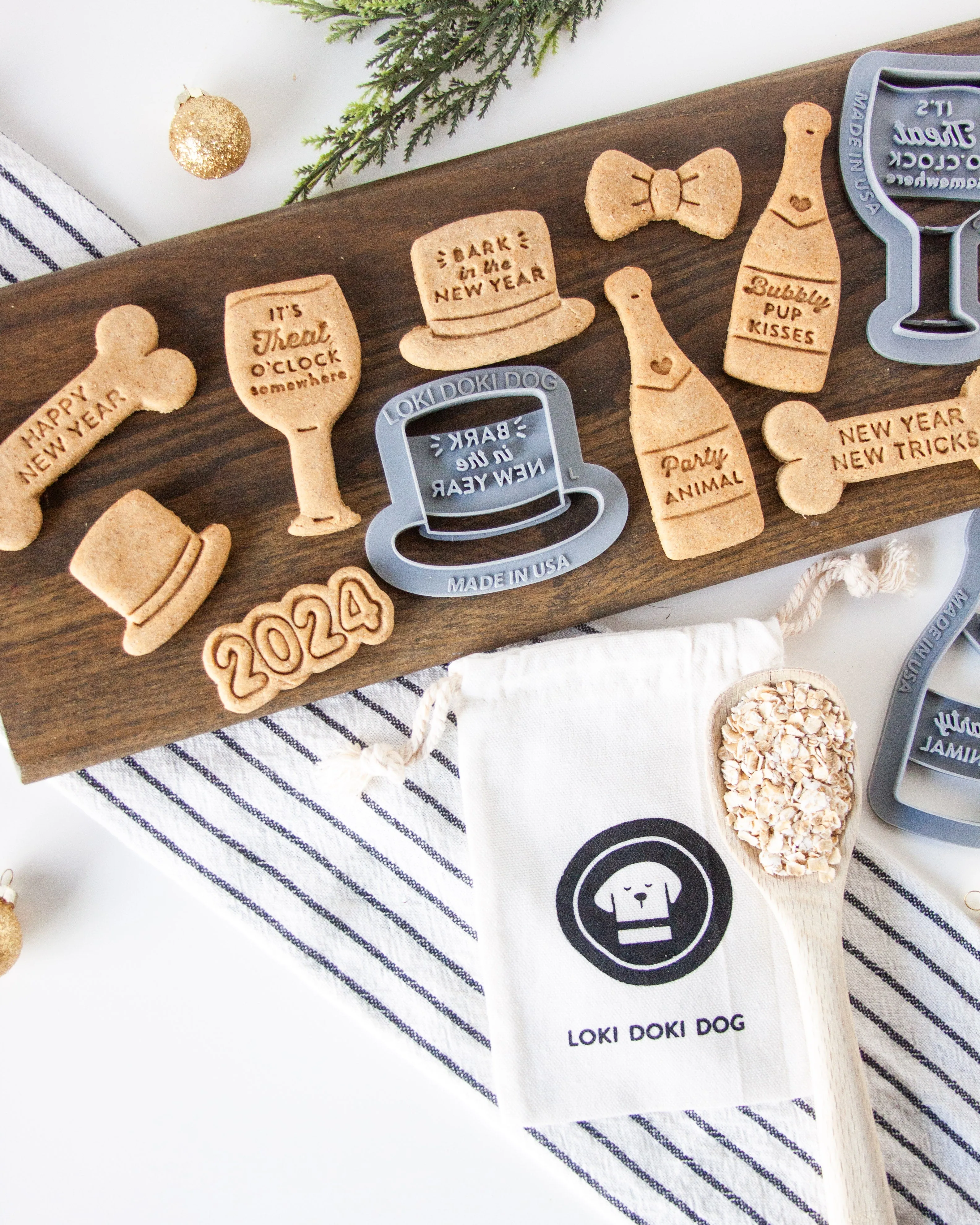 "Happy New Year" Bone Shaped Dog Biscuit Cookie Cutter (Choose from 3 sayings)