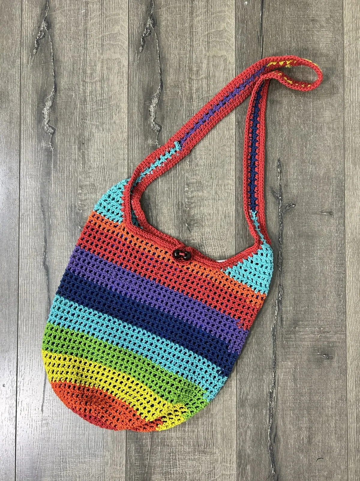Rainbow Crochet Shoulder Bag