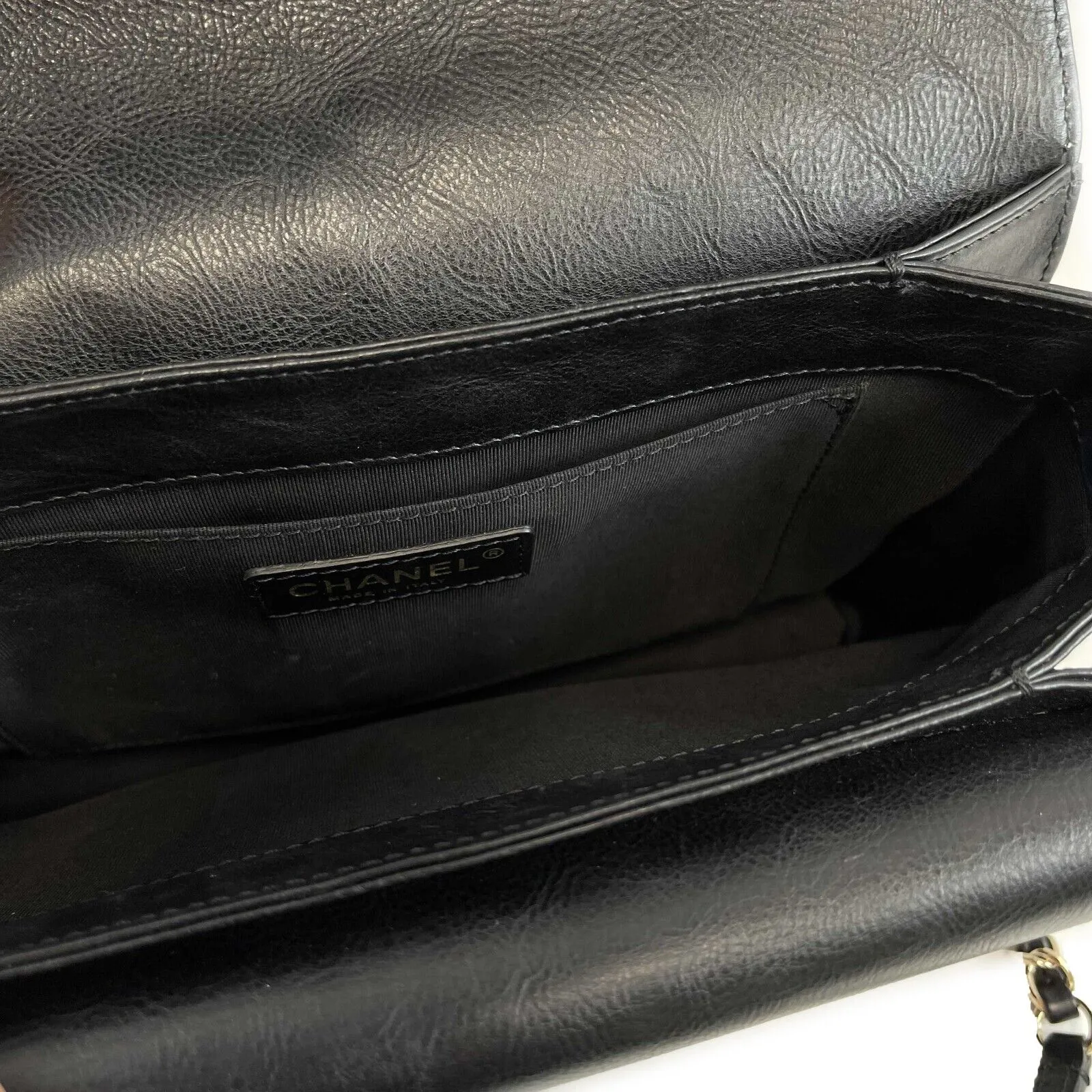 RARE Chanel Double Flap Pocket Medium CC Charm Black Handbag 2017