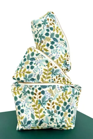 Rifle Paper Co. Sage Garden 3 Piece Cosmetic & Toiletry Bag Set