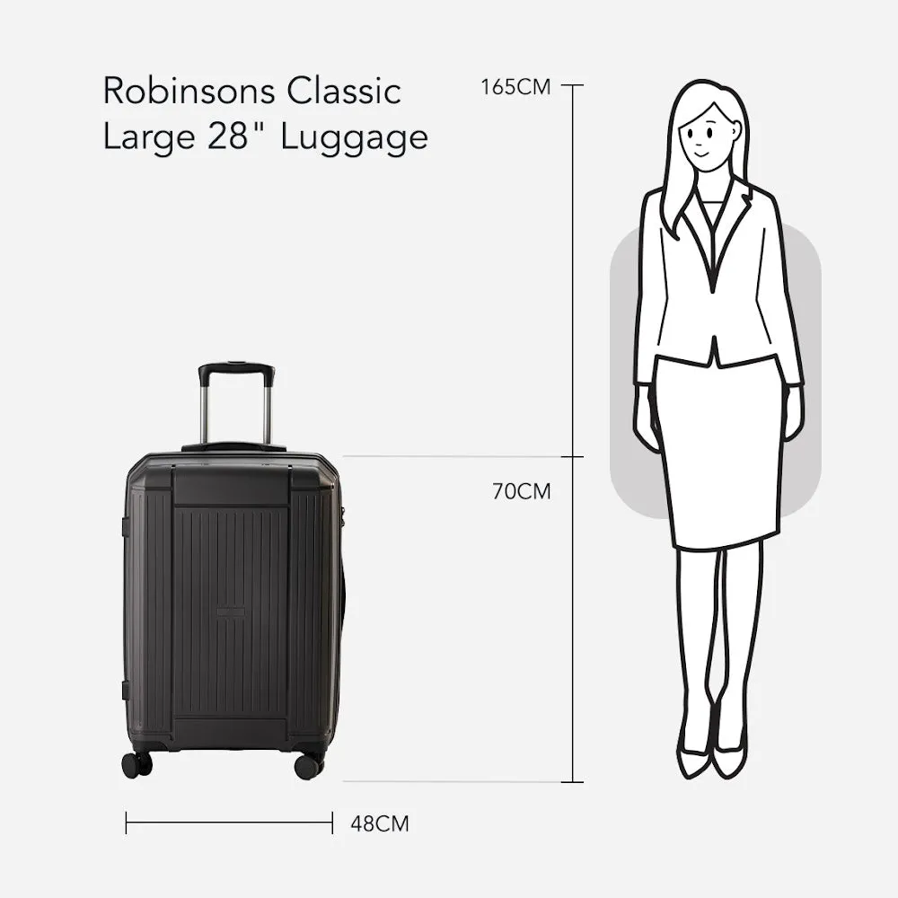 Robinsons Classic Large 28" Luggage - Hardside PP Extra Durable Quality - Dark Grey