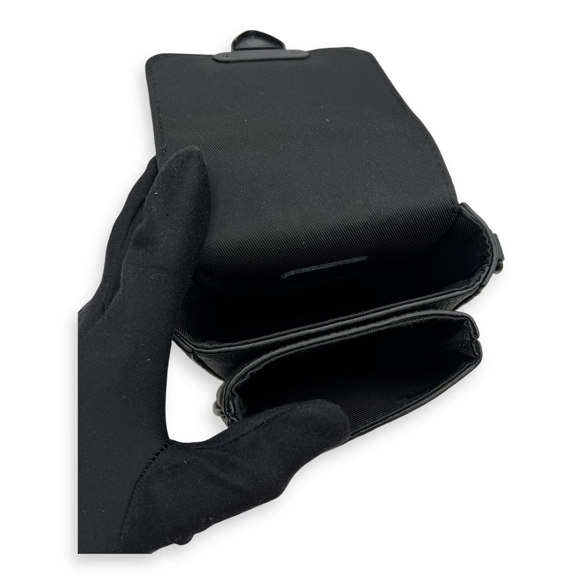 S-Lock Crossbody Bag Black in Taurillon Leather, Lacquered Metal hardware